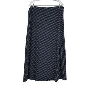 J Jill Size Large Tall Blue/White Pima Cotton Striped Pull On Maxi Skirt